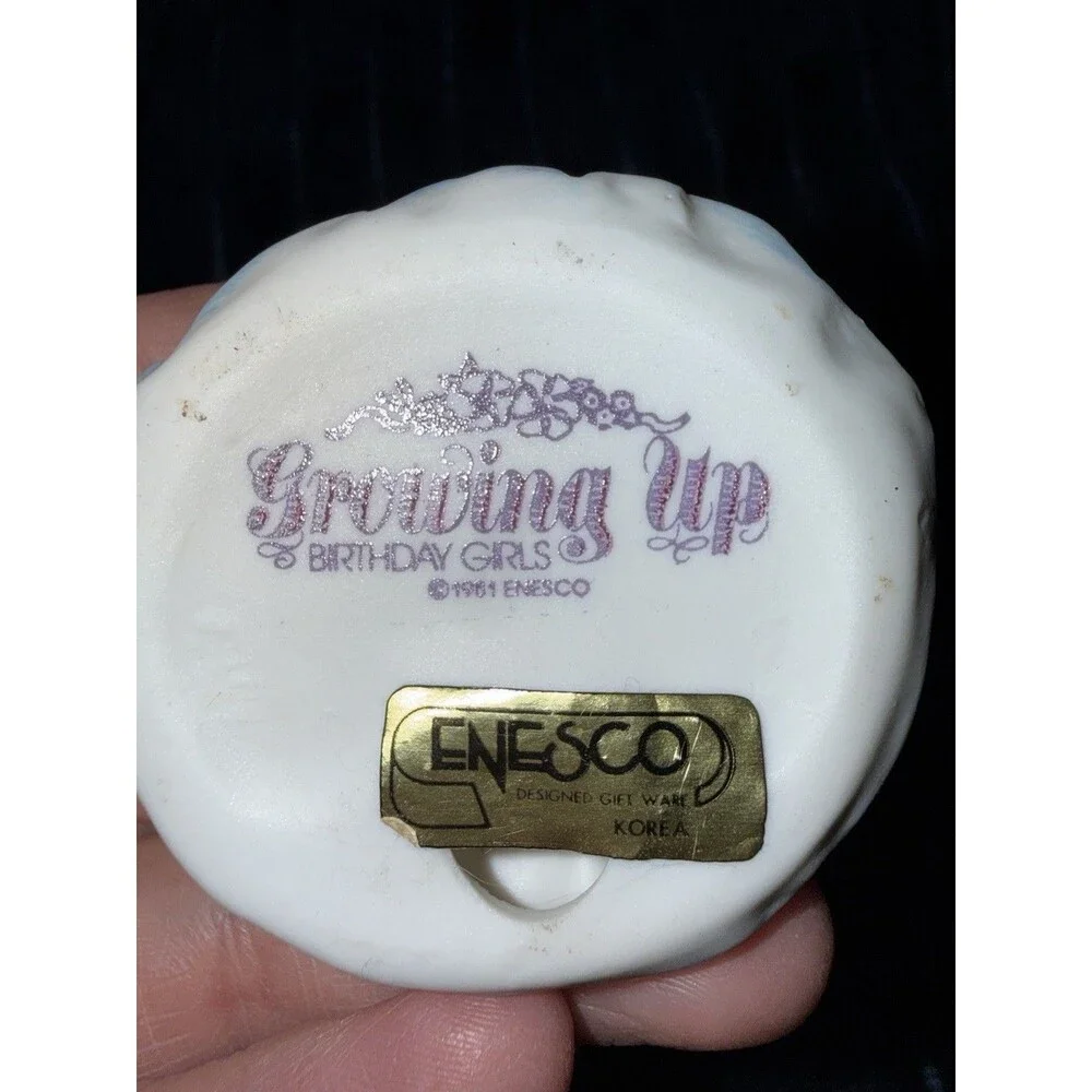 1981 Vintage Enesco Porcelain Growing Up Birthday Girl Figurine - Age 6